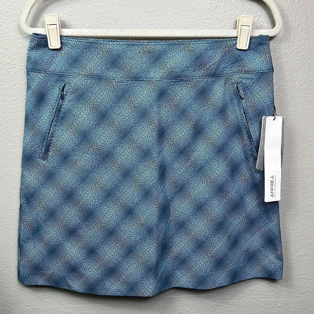 NWT Annika Skort Cutter & Buck Gray Teal Golf Tennis Pickle Ball Skirt Skort 8